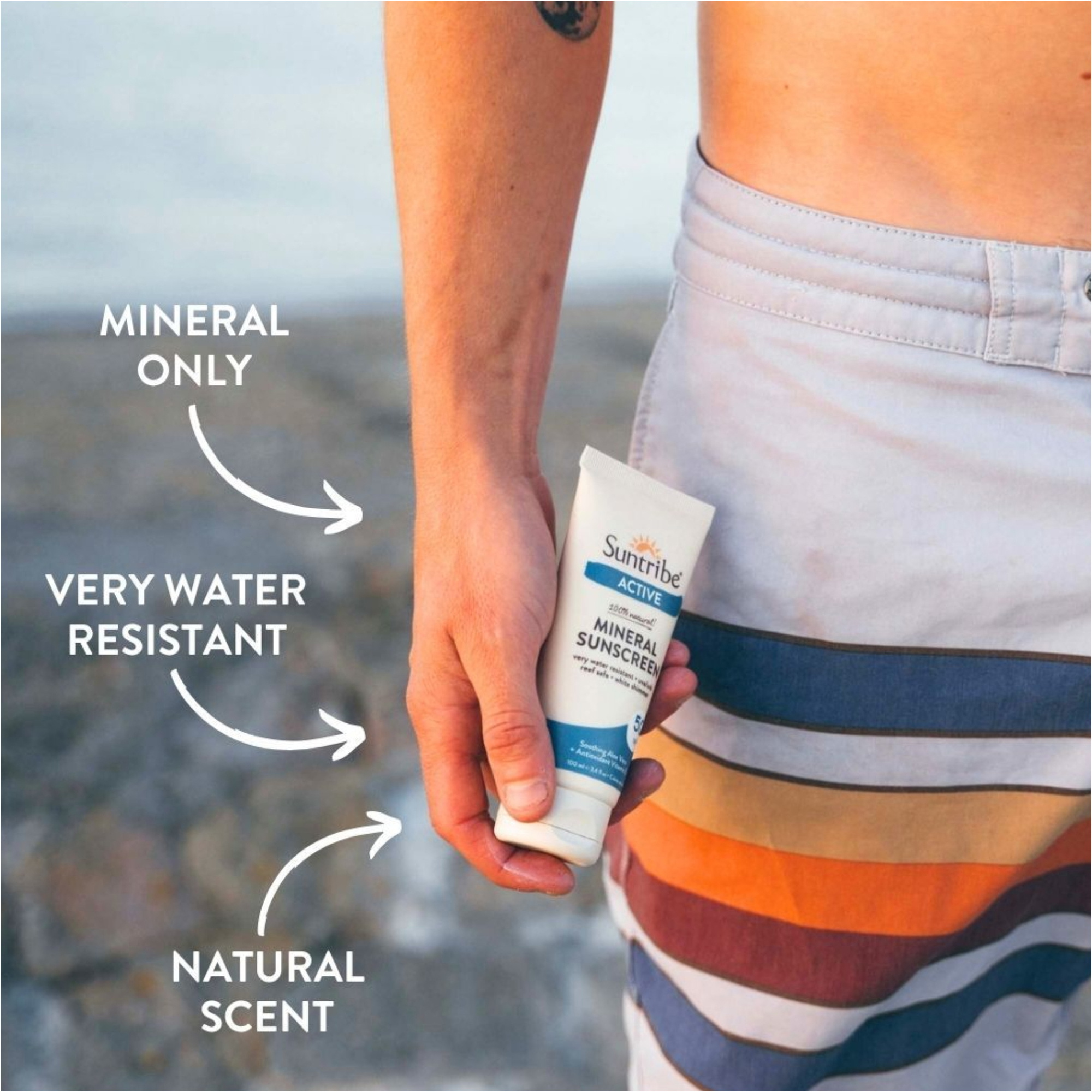 2026 Suntribe Active Organic Mineral Sunscreen SPF 50 STSSAC